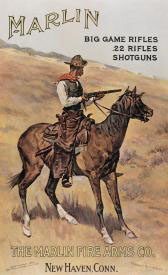 Marlin/ Cowboy on Horse Tin Sign