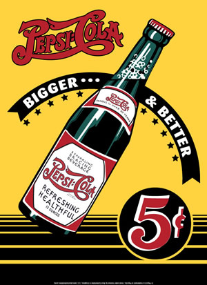 Tin Sign Pepsi - Bigger and Better - Bottle