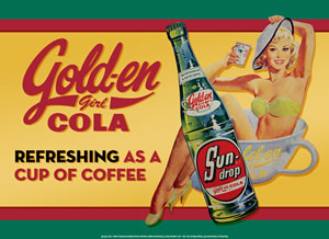 Tin Sign Golden Cola - Refreshing as a Cup of Coffee