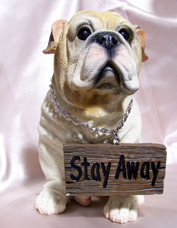 Bull Dog With Welcome/Stay Away Sign