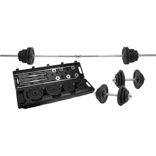 Sunny Distributor Inc 110lb Barbell Set with Roller Carrying Case, No. 046