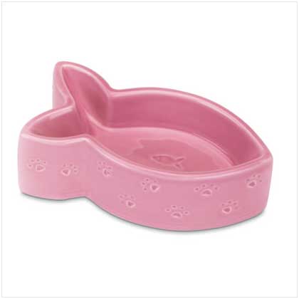 STONEWARE FISH SHAPED CAT BOWL