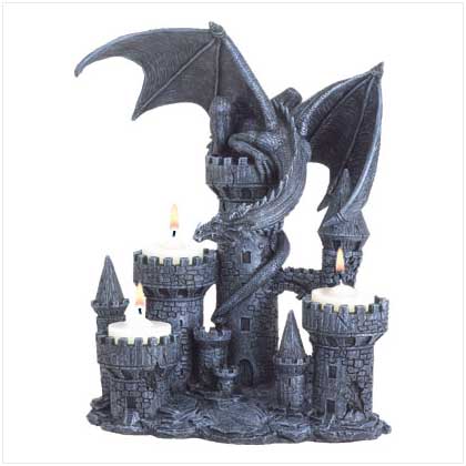 SWM 37960 7 1/2"L x 5 1/8"W x 9 1/4"H Dragon candle holder Polyresin