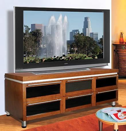 Entertainment Cabinets - BELLO INTERNATIONAL LLC PR10CHERRY Real Wood Polished Cherry Finish Home Entertainment Cabinet For TVs Up To 65 Inch