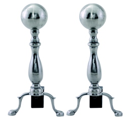 Uniflame A-8844 SATIN ANTIQUE SOLID BRASS MEDIUM BALL ANDIRONS