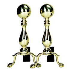 Uniflame A-9122 SOLID BRASS MEDIUM BALL ANDIRON