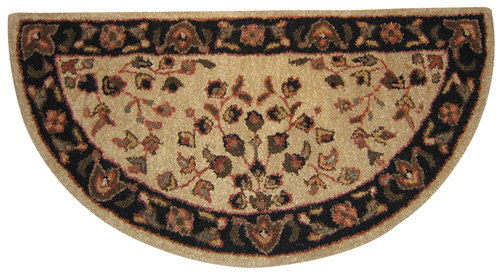 Uniflame R-1001 BEIGE WITH BLACK HAND-TUFTED 100percent WOOL HEARTH RUG