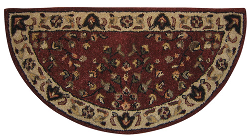 Uniflame R-2000 RED WITH BEIGE HAND-TUFTED 100percent WOOL HEARTH RUG