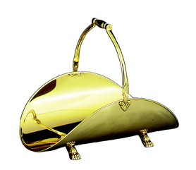Uniflame W-9176 21 INCH SOLID BRASS WOODBASKET WITH CAST FEET and HANDLE