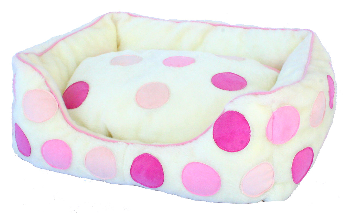Dog Bed - S And H Pet Products SHPA1014 Plush Dog Bed With Geometric Circles In Pink