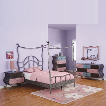 Bed Canopy - Powell 407-107 Parisian Full Size Canopy Bed