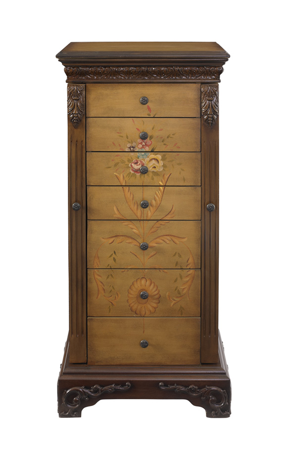 Powell 582314 Masterpiece Antique Parchment Hand Painted Jewelry Armoire