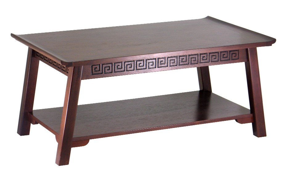 Winsome 94740 Chinois Coffee Table with Shelf - Antique Walnut