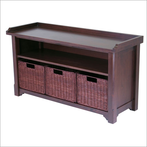 Winsome 94341 Antique Walnut Storage Bench with Baskets Set