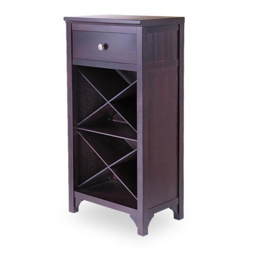 Wine Cabinets - Winsome 92020 Espresso Beechwood WINE CABINET DRAWER CRISS-CROSS