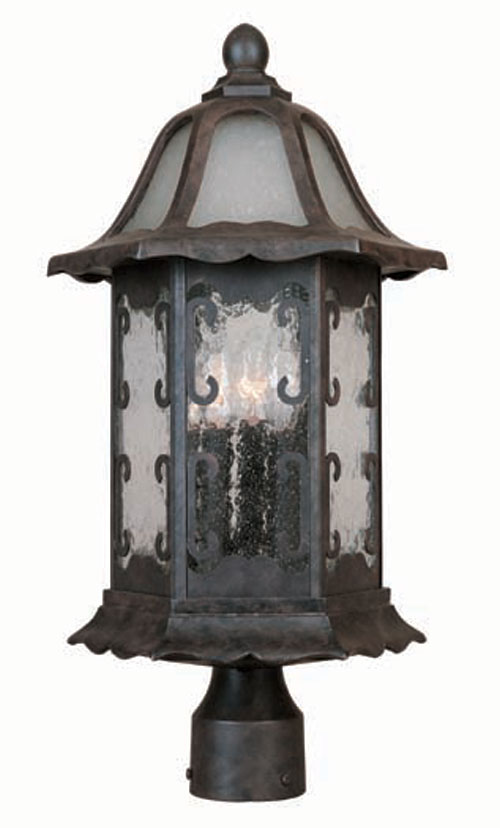 World Imports 9018-89 - Cottage Exterior Three Light Outdoor Post Lantern in Bronze