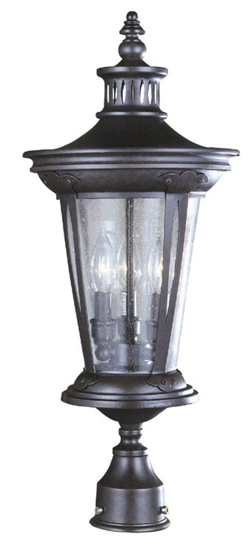 World Imports 74265-89 - Old World Charm Three Light Outdoor Post Lantern in Bronze