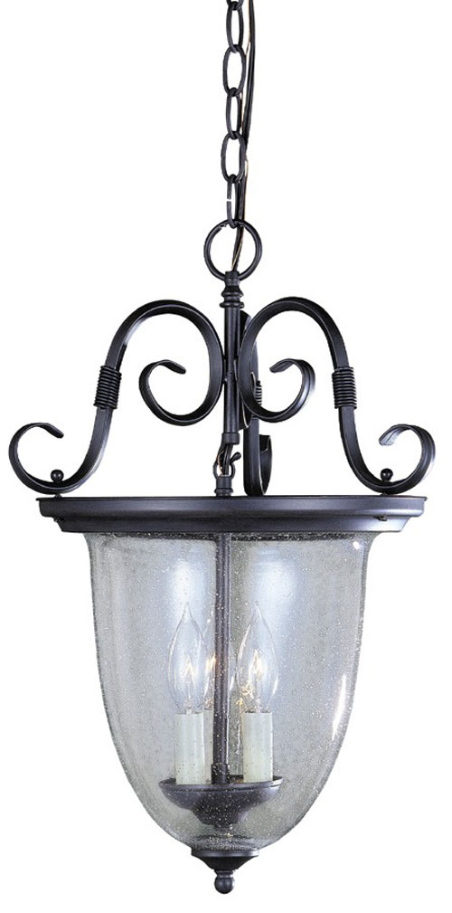 World Imports 76303-42 - Sophisticated Detail Three Light Smoke Bell Hanging Outdoor Lantern in Rust