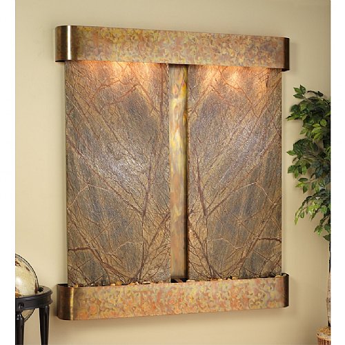 61 X 69 Inch Cottonwood Falls Rounded Stainless Rainforest Brown Marble Water Feature