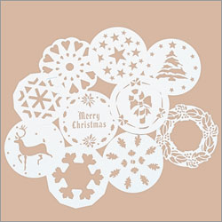 Kaiser 760599 10-Piece Cake Stencil Set 2 - 5 Christmas Designs and Leaves Hearts Snowflakes Stars a