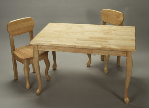 Giftmark 3001N Solid Wood Childrens Rect Queen Anne Table  Chair Set Natural