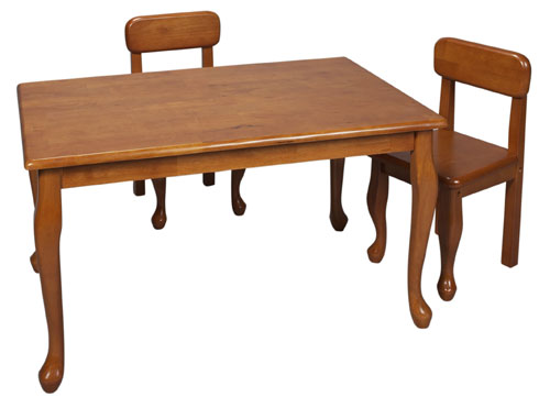 Giftmark 3001H Solid Wood Childrens Rect Queen Anne Table  Chair Set Honey
