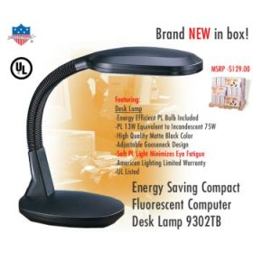 Compact Computer Desk - American Lighting 9302TB Energy Saving Compact Fluorescent Computer Desk Lamp