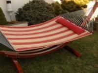 Bliss Hammocks BQH-478 Comfort Classic Quilted Hammock with Pillow - Red Stripe