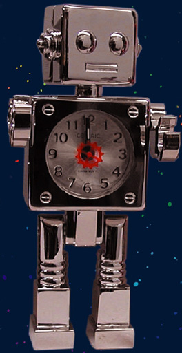 Centric ACMRS Shiny Chrome Robot Alarm with Moveable Limbs