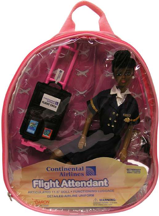 American Dolls - Daron Worldwide Trading DA300B Continental Flight Attendant Doll - African American