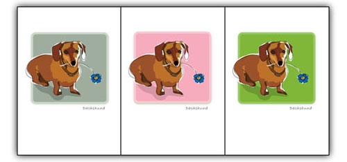 dgp3773 Paper Russells PAGBC485 Grrreen Boxed 6 Note Cards   Dachshund Flower