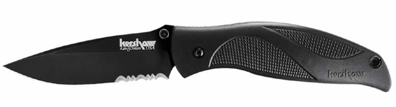 Kershaw 1550STX Blackout Serrated Liner Lock 3 1/4 Black Blade