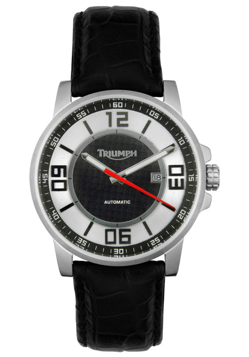 Triumph Motorcycles 3034-02 Mens Automatic Black Leather Watch