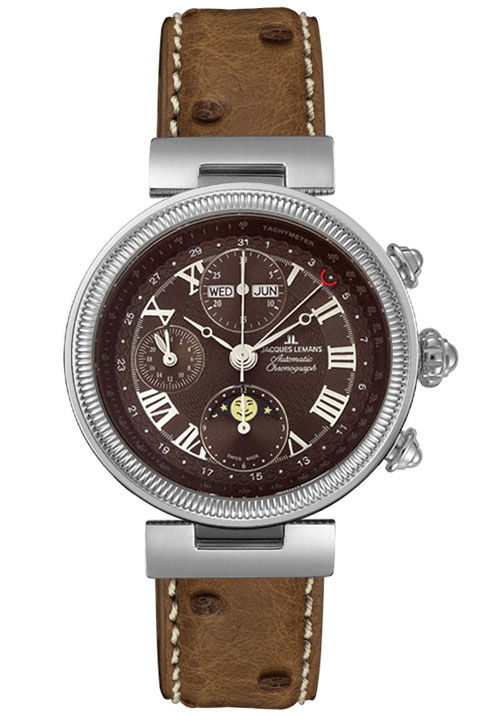 JACQUES LEMANS 916D-DA02C Mens Classic Moon Phase Chronograph Automatic Watch