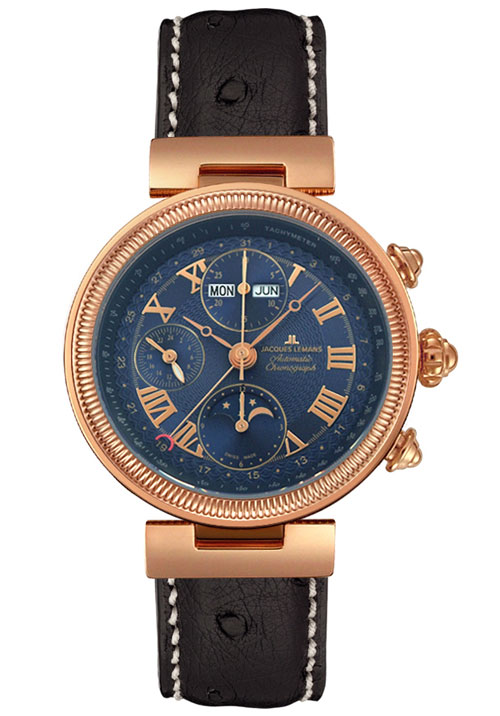 JACQUES LEMANS 916Q-DA01C Mens Classic Moon Phase Chronograph Automatic Watch