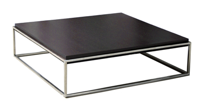 Square Coffee Table - Alphaville Design CT-PARM-SQ Parma Square Coffee Table Wenge Oak Veneer Top On Stainless Steel Frame Square Shape - 40W X 40D X 11H Inch