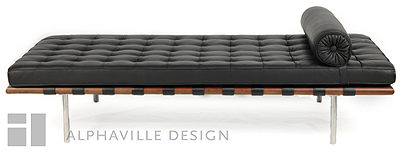 Day Beds - Alphaville Design DB-SEVI-72-MW-MI_K Sevilla Petit Day Bed Black Italian Migliore Leather 77 X 33 Inch Medium Walnut Frame