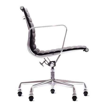 Alphaville Design OFC-MGMT-LB-BA-BLK Low Back, Brushed Aluminum Management Office Chair, Leather, Black