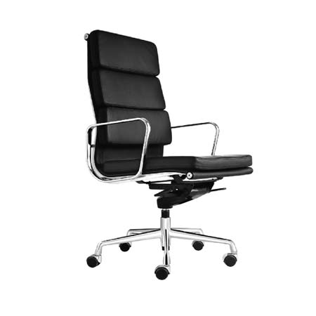 Alphaville Design OFC-EXEC-HB-BA-BLK High Back, Brushed Aluminum Executive Office Chair, Black