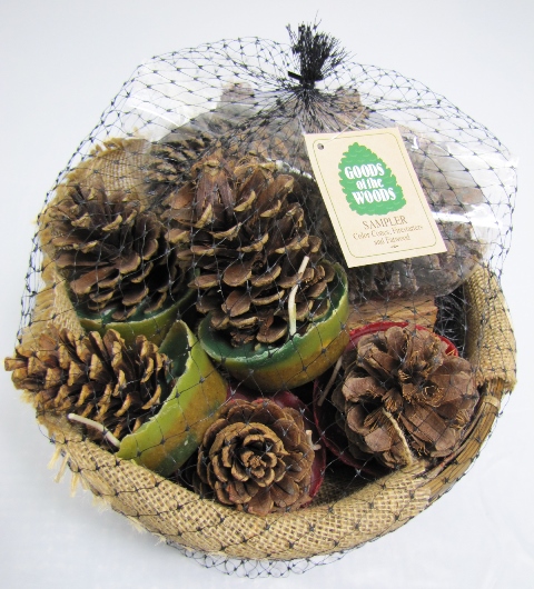 Gift Basket - Copperfield 47145 Sampler Gift Basket Woven Willow Basket With 6 Pine Cone Starters 2 Lbs Of Fatwood 1 Lb Of Color Cones And 5 Oz Potpourri