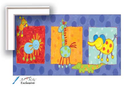 Art4Kids AB21131 Silly Jungle Animals - Creative Canvas, Art Block Mount