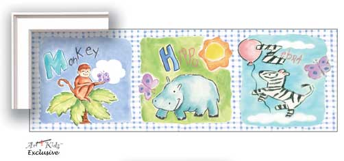 Art4Kids GA21272 Gingham Jungle Animals - Gallery Frame, Creative Canvas