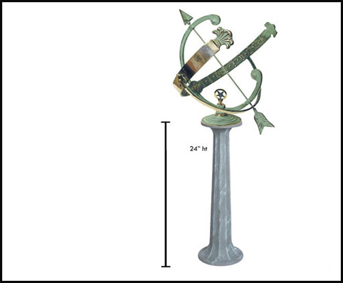 Pillar Cast Iron Pedestal - For 8 10 And 12 Globes And Sundials