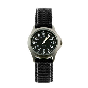 Zan Headgear RAMW1001R Field Watch  Rugged  SS Case  Black Nylon Strap  Black Face