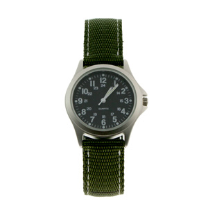 Zan Headgear RAMW1002R Field Watch  Rugged  SS Case  Green Nylon Strap  Black Face