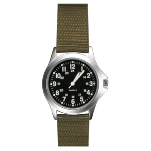 Zan Headgear RAMW1003 Field Watch  Khaki Nylon Strap  Black Face