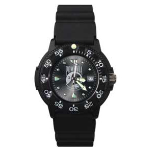 Zan Headgear RAMW411D04 Dive Watch  Resin Case-Bezel  PU Band  POwith MIA  Black Face