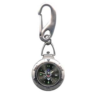 Zan Headgear RAMWVB38 Belt Watch, Chrome, Military, US Army Logo, Black Face