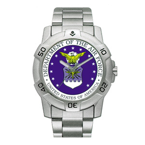 Zan Headgear V1P06 Sport Watch, Chrome, Military, U.S. Air Force, Metal Band