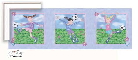 Girls Soccer - Art4Kids AB21371 Soccer Girls - Creative Canvas Art Block Mount